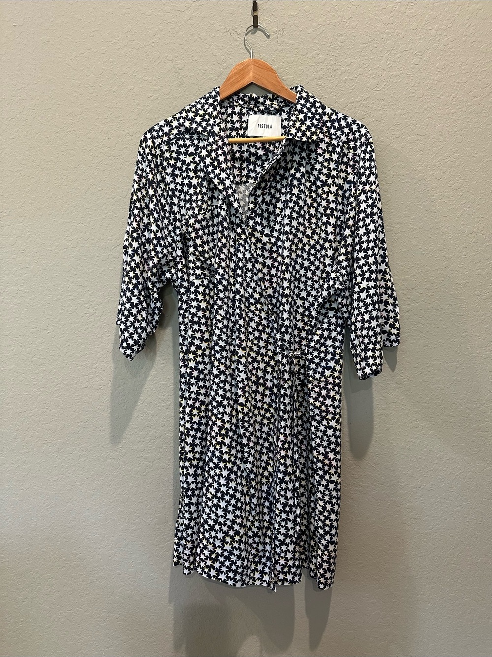 Pistola Fiona Star Print Wrap Shirt Dress Sz L
